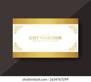 Elegant Golden Ornamented Gift Voucher with Discount Offer Promotion Graphic