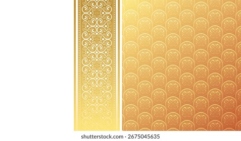 Elegante patrón de círculo adornado dorado decorativo de lujo de fondo floreciente