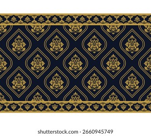 Elegant Golden Pattern Design on a Navy Blue Background