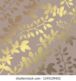 Elegant golden pattern with hand drawn decorative leaves, design elements. Floral pattern for invitations, greeting cards, scrapbooking, print, gift wrap, manufacturing