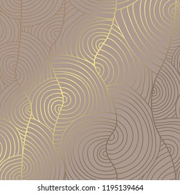 Elegant golden pattern with hand drawn decorative waves, design elements. Floral pattern for invitations, greeting cards, scrapbooking, print, gift wrap, manufacturing