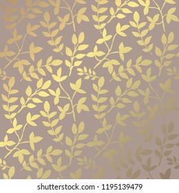 Elegant golden pattern with hand drawn decorative leaves, design elements. Floral pattern for invitations, greeting cards, scrapbooking, print, gift wrap, manufacturing