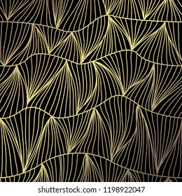 Elegante padrão dourado com ondas decorativas desenhadas à mão, elementos de design. Padrão floral para convites, cartões de saudação, scrapbooking, impressão, embrulho de presente, fabricação