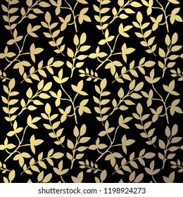 Elegant golden pattern with hand drawn decorative leaves, design elements. Floral pattern for invitations, greeting cards, scrapbooking, print, gift wrap, manufacturing