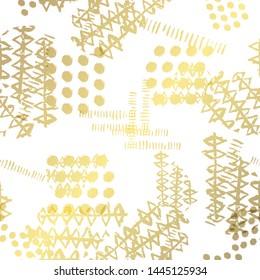 Elegant golden pattern with hand drawn decorations, design elements. Grunge pattern for invitations, greeting cards, scrapbooking, print, gift wrap, manufacturing