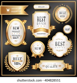 elegant golden premium labels collection set in black background