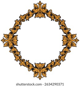 Elegant Golden Round Frame with Filigree Accents