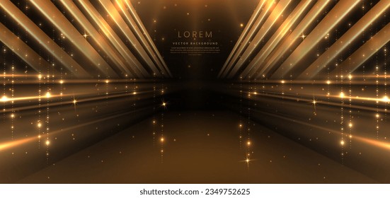 Elegant golden scene diagonal glowing with lighting effect sparkle on black background. Template premium award design. Vector illustration