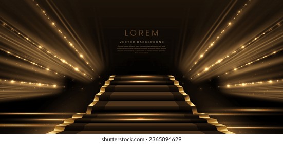 Elegante goldene Szene diagonal leuchtend mit Lichteffekt funkeln auf schwarzem Hintergrund. Prämiendesign für Vorlagen. Vektorgrafik