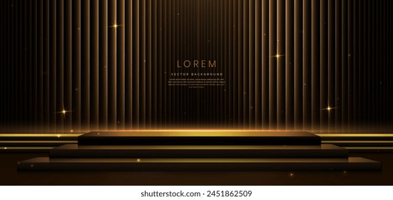 Elegant golden scene on dark brown background glowing with lighting effect sparkle. Template premium award design. Vector illustration