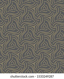 elegant golden seamless geometric pattern with decorative circles over gray background. rich tile for backgrounds, wallpapers, print, fabric, textile and creative surface designs. seamless design