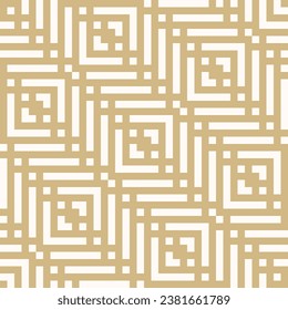 Elegant golden seamless pattern with abstract geometric design. Gold luxury lattice lines for background, texture, ornament. Simple repeated vector for modern wallpaper, fabric, print, package