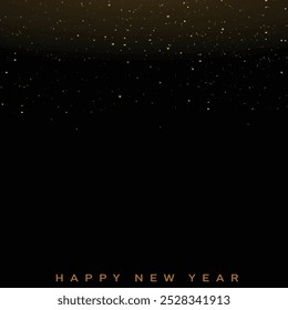 Elegant Golden Snowflakes and Happy New Year on Black Background Vector illustration