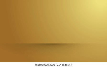 Elegant Golden Stage Background with Subtle Lighting for Product Display and Graphic Design Projects, Offering Warmth and Sophistication in a Minimalist Setting
