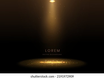 Elegant golden stage glowing with lighting effect sparkle on black background. Template premium award design. Vector illustration