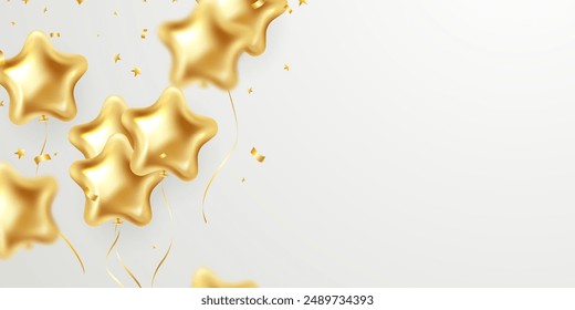 Elegante goldene Sterne Ballon Design Vektorillustration 3D