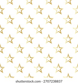 Elegante estrella dorada sin patrón sobre fondo blanco. Textura de contorno metálico geométrico de lujo para Navidades, celebración y empaques premium.