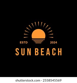 Elegant golden sunset logo icon vector in trendy minimalist and simple luxury geometric style