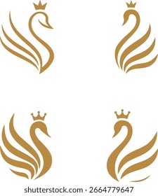 Elegante diseño de logotipo de cisne dorado