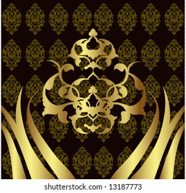 Elegant golden traditional ottoman turkish design