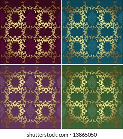 Elegant golden traditional ottoman turkish tile design set