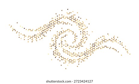 Elegant Golden Triangle Swirl Pattern Forming Abstract Fluid Spiral Motion on White Background Vector Illustration