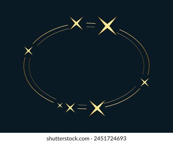 elegant golden twinkle starry oval frame with blank space vector