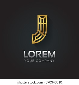 Elegant golden vector graphic alphabet with sample text for your company
