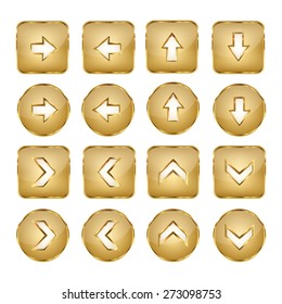 Elegant Golden Vector Web Buttons Arrows