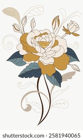 Elegant golden vintage rose flower abstract flower
