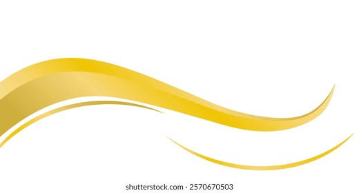 Elegant Golden Wave Design on a White Background for Abstract Art Concepts
