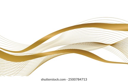 Elegant golden wavy lines ornament design isolated
