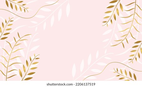 elegant golden and white leaves pattern in pastel color background 