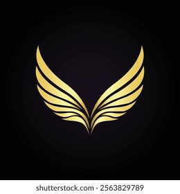 Elegant golden wing logo on a sleek black background representing luxury and excellence  
