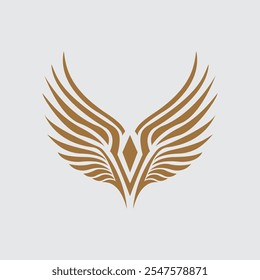 Elegant golden winged emblem design symbolizing strength and freedom in a minimalist style

