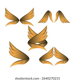 Elegant Golden Wings A Collection of Abstract Wing Designs for Logos and Branding