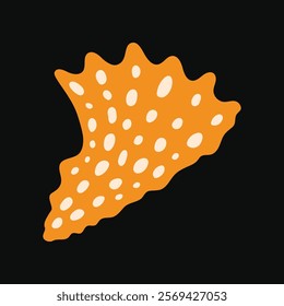 Elegant golden yellow seashell with white spots vector illustration