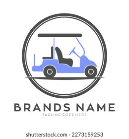 Elegant golf cart illustration vector logo