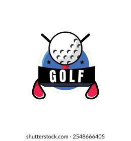 Elegant golf logo design featuring clubs and a ball, perfect for golf courses, tournaments, or sports brands