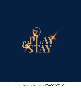 Elegant golf logo with sparking and curved tail