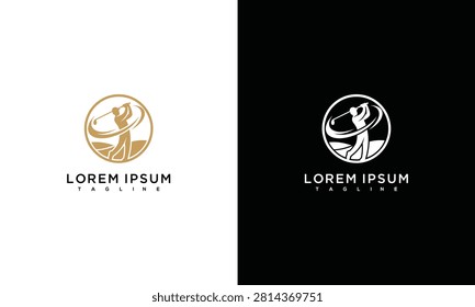 Elegant Golfer Swing Logo Design in Circle with Placeholder Text