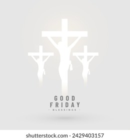 elegant good friday or easter day blessing card with crucifix design vector