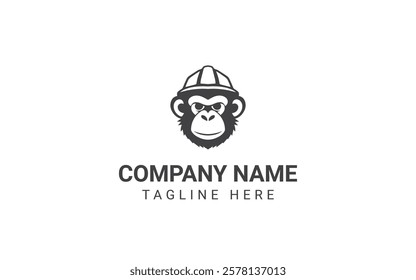 Elegant Gorilla Builder Hat Logo Design Vector Illustration