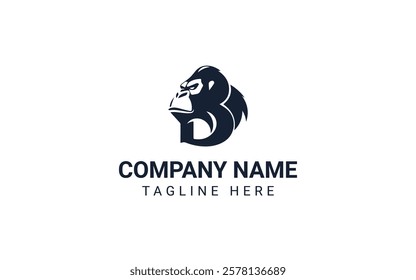 Elegant Gorilla Head Logo with Letter B