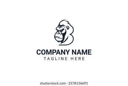 Elegant Gorilla Head Logo with Letter B