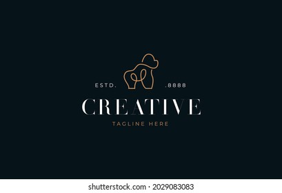 Elegant Gorilla Logo Design. Abstract Animal Gorilla Line Art Icon Design Template from Side View
