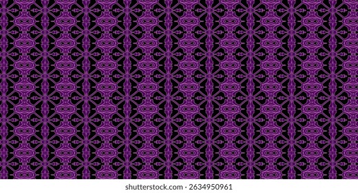 Elegant gothic floral pattern with a deep purple hue over a black backdrop, offering a dramatic and vintage aesthetic.