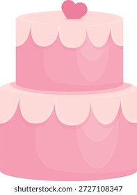 Elegante juego de Vector de pasteles gourmet, pasteles decorativos de celebración escalonados con adornos florales y corazones, pastel Ilustraciones de confitería de panadería para Bodas y cumpleaños