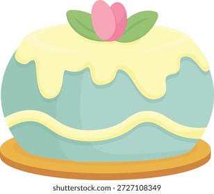 Elegante juego de Vector de pasteles gourmet, pasteles decorativos de celebración escalonados con adornos florales y corazones, pastel Ilustraciones de confitería de panadería para Bodas y cumpleaños
