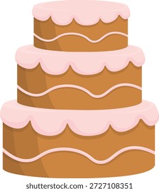 Elegante juego de Vector de pasteles gourmet, pasteles decorativos de celebración escalonados con adornos florales y corazones, pastel Ilustraciones de confitería de panadería para Bodas y cumpleaños